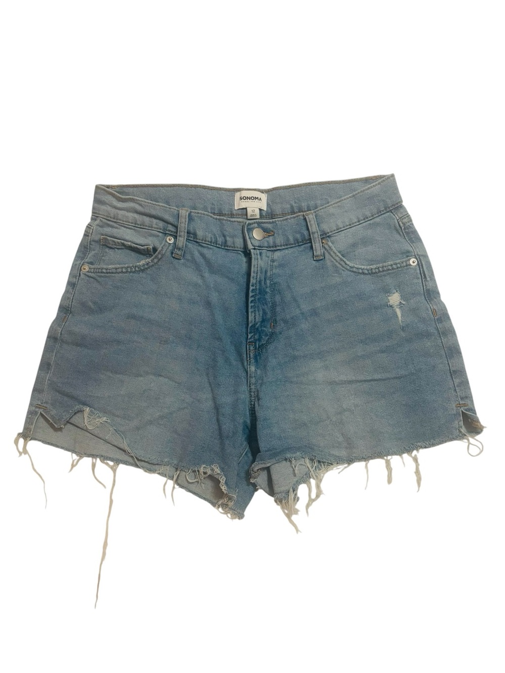 Sonoma Light Denim Frayed Hem Jean Shorts Size 12